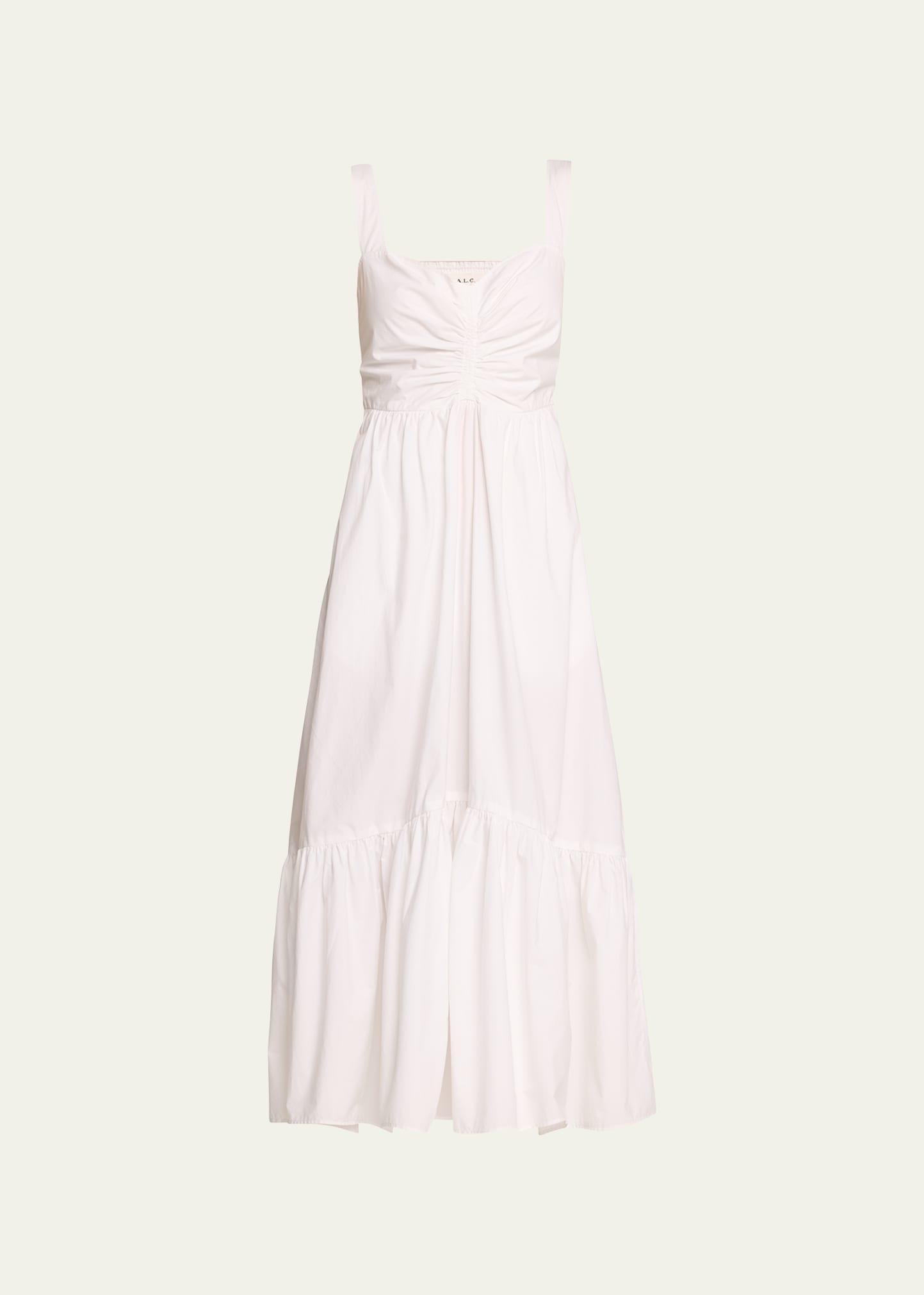 Lilah II Ruched Cotton A-Line Midi Dress Product Image