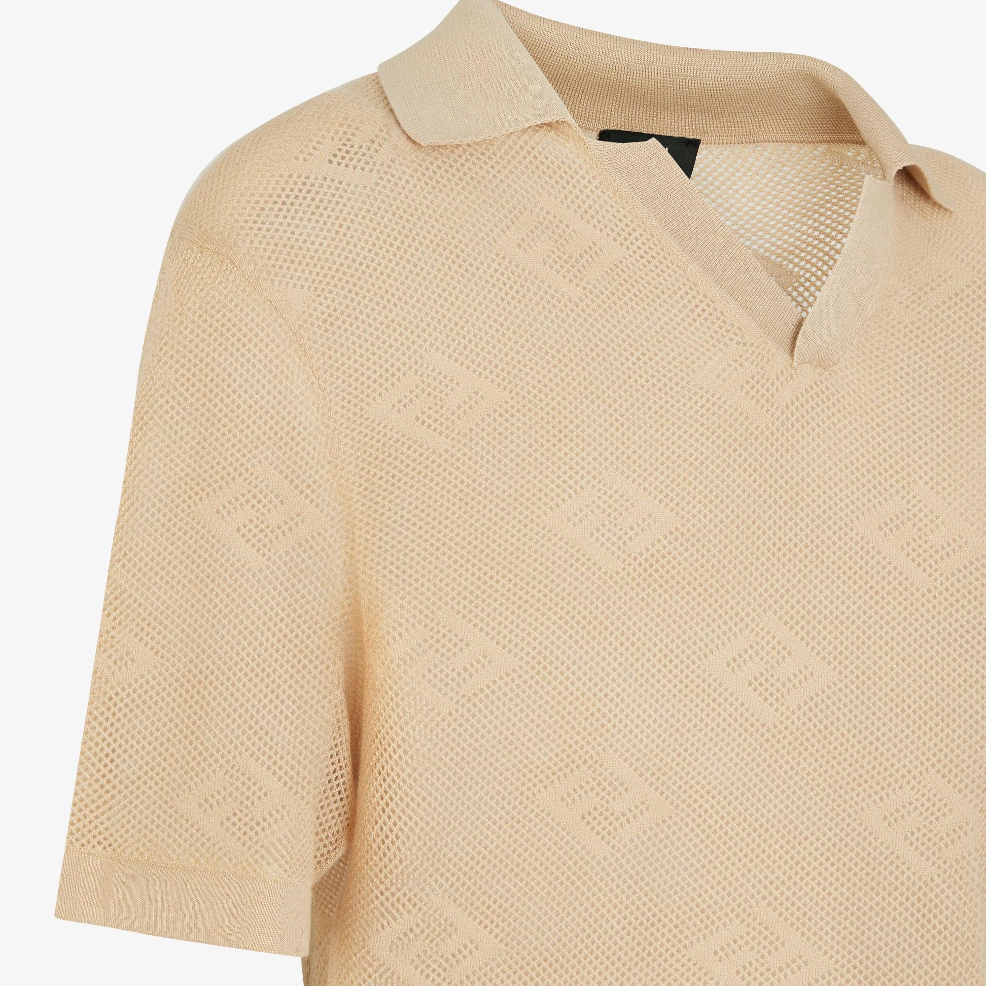 Polo shirtBeige cashmere and silk polo shirt Product Image