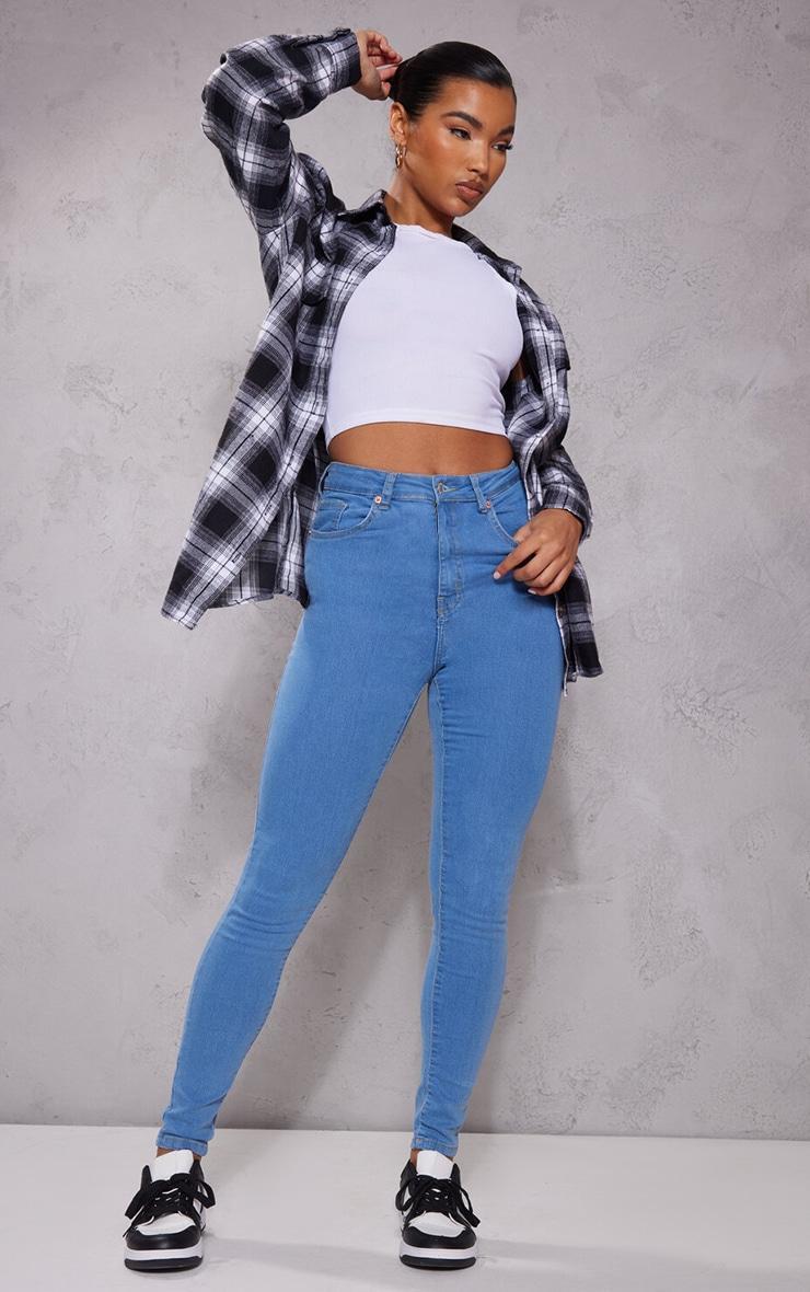 PRETTYLITTLETHING L30 Light Wash 5 Pocket Skinny Jeans Product Image