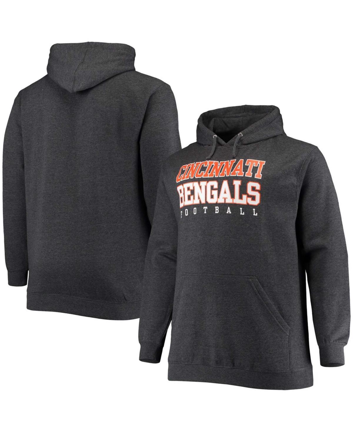 Mens Big and Tall Heathered Charcoal Cincinnati Bengals Practice Pullover Hoodie Product Image