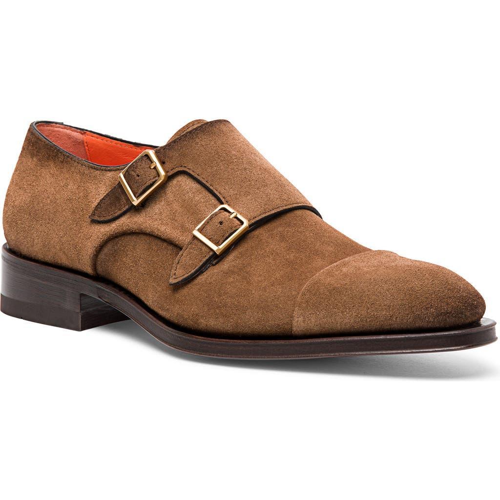 SANTONI Beginner Suede Monk-strap Shoes In Brown Product Image