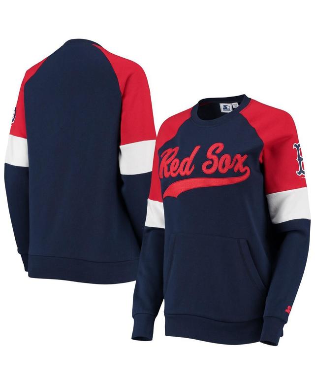 Womens Starter /Red Boston Red Sox Playmaker Raglan Pullover Sweatshirt Blue Product Image