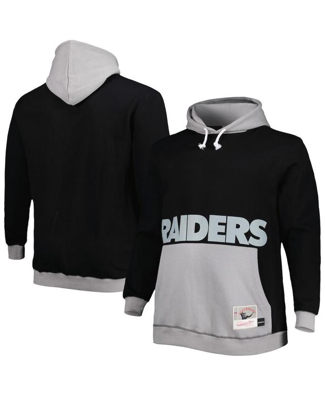 Mens Mitchell & Ness Black/Silver Las Vegas Raiders Big & Tall Big Face Pullover Hoodie Product Image