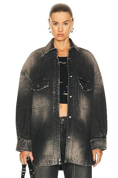 THE ATTICO Denim Short Coat in Grey Product Image