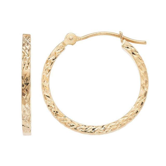 Forever 14K Textured Square Edge Hoop Earrings, Womens, Gold Product Image