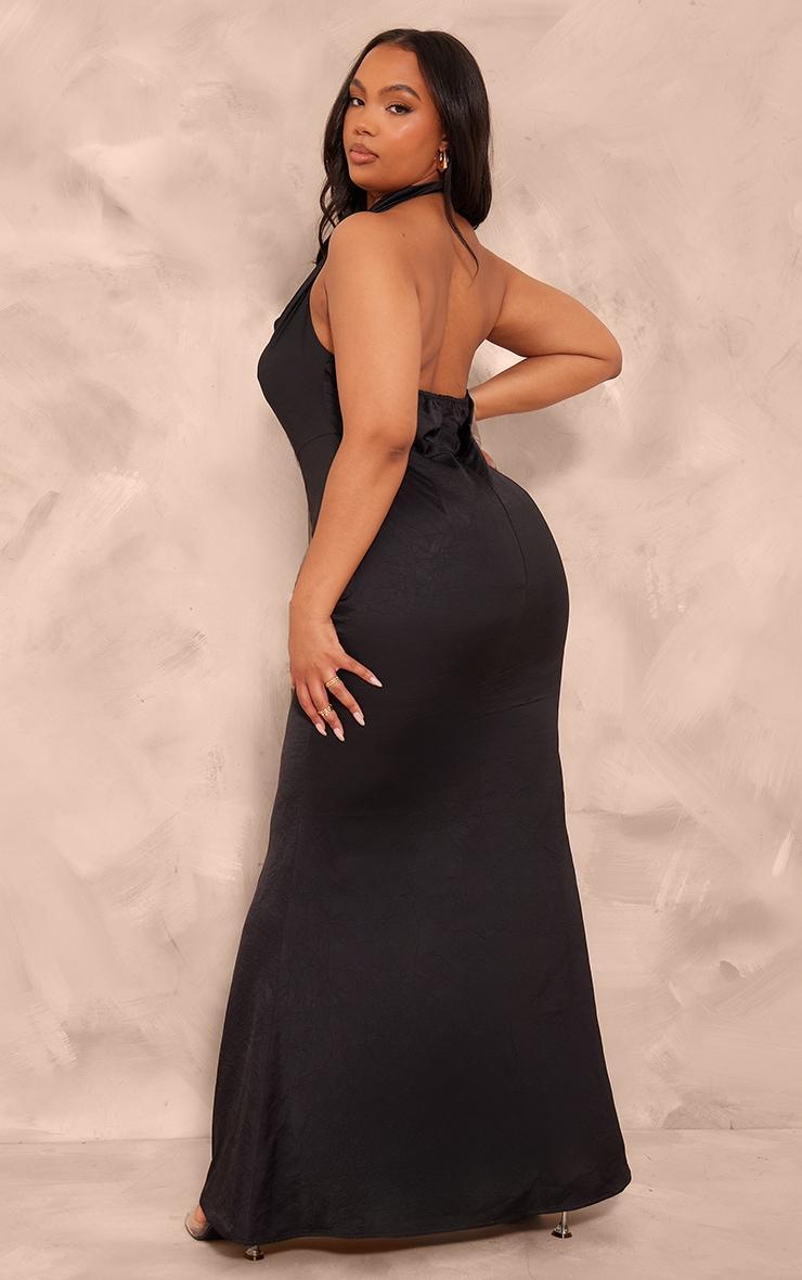 Plus Black Satin Cowl Neck Maxi Dress Product Image