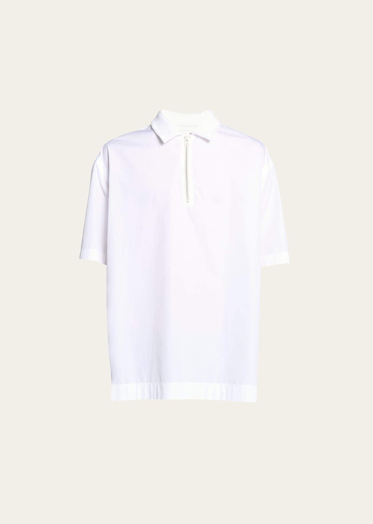 Mens Poplin Quarter Zip Polo Shirt Product Image