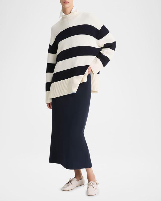 Oversized Stripe Roll-Neck Sweater Product Image