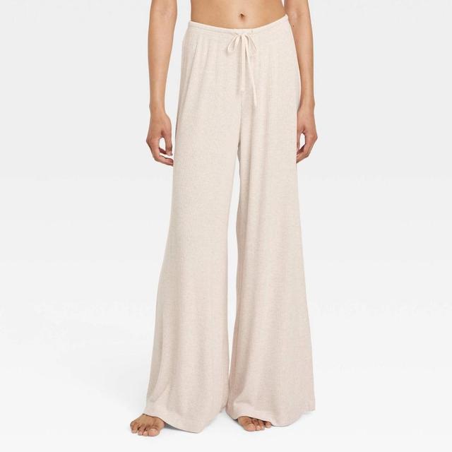 Womens Cozy Ribbed Wide Leg Pants - Auden Oatmeal Product Image