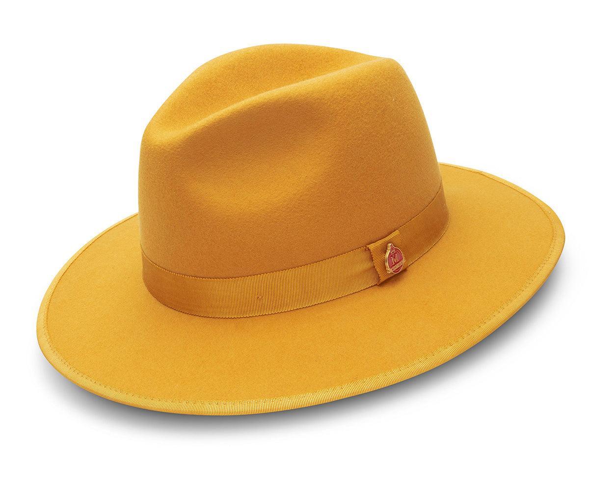 Gold 3 ¼" Brim Wool Felt Hat with Red Bottom Product Image