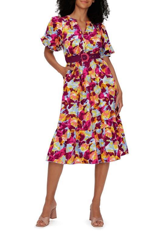 Diane von Furstenberg Polina Floral Belted Stretch Cotton Dress Product Image