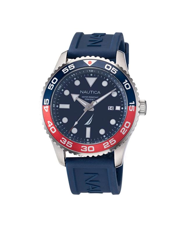 Nautica Mens Blue Silicone Strap Watch 43mm Product Image