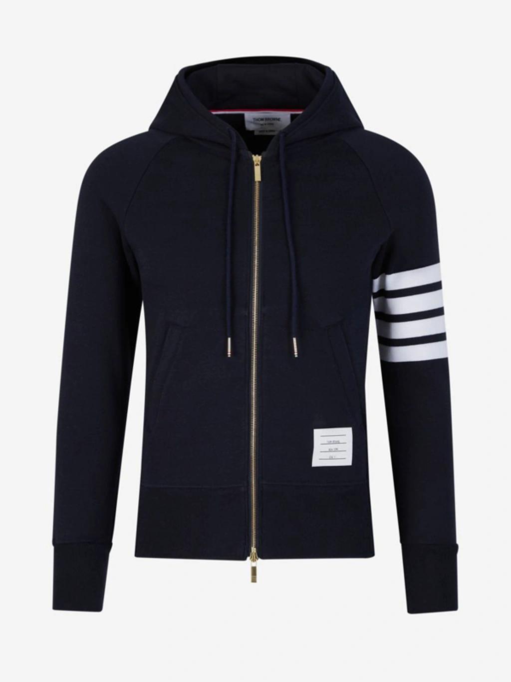 THOM BROWNE Striped Cotton Sweatshirt In Blue Product Image