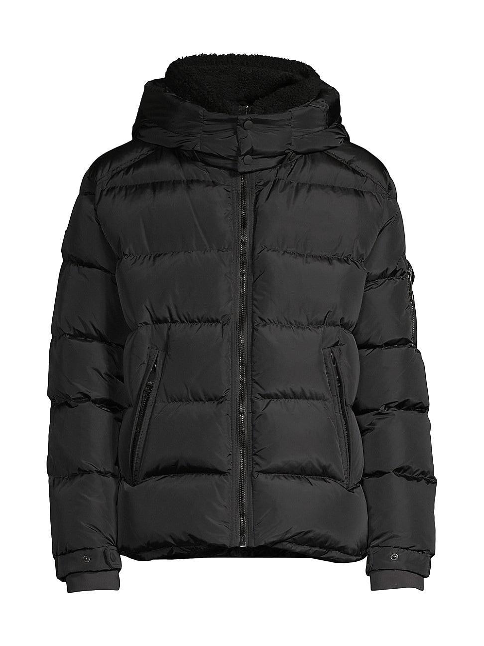 Mens Frontier Hooded Shearling Trim Down Jacket Product Image