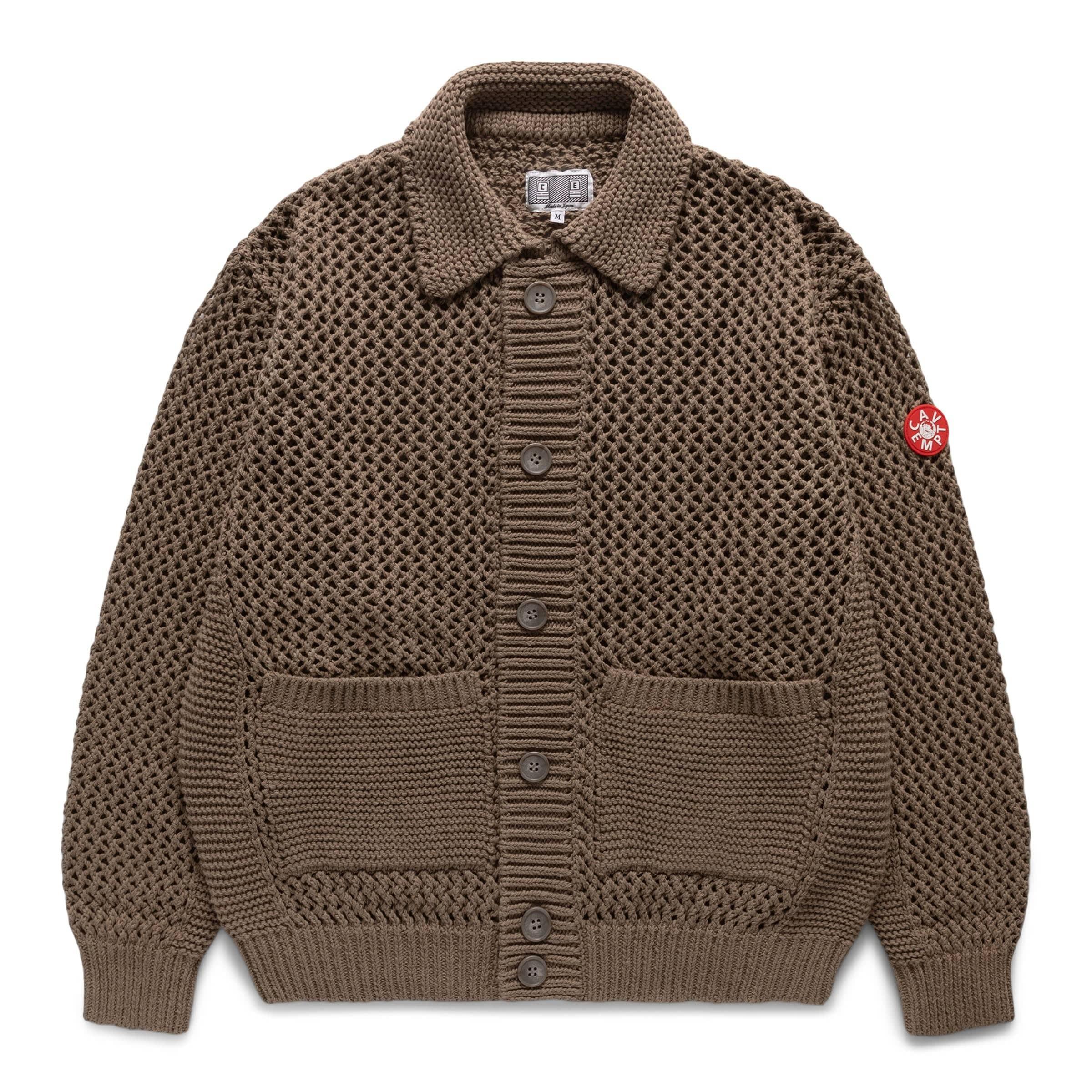 COLLARED MESH KNIT CARDIGAN KHAKI | Bodega Product Image