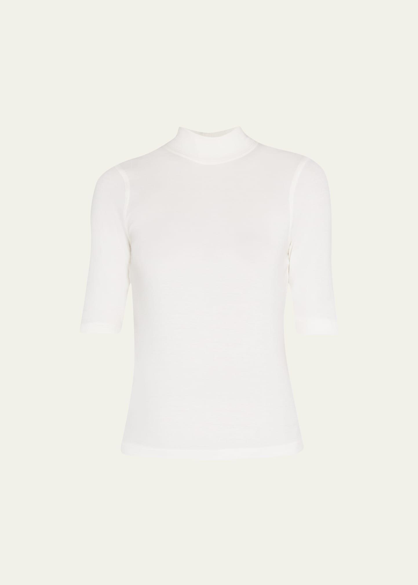 Womens Ribbed Mockneck T-Shirt Product Image