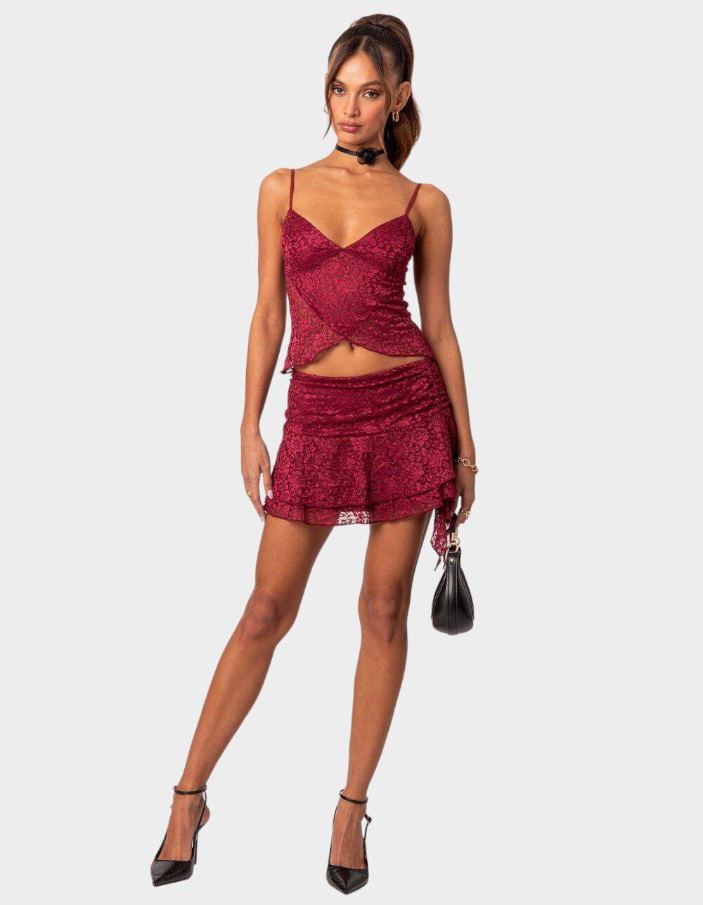 EDIKTED Ruby Sheer Lace Tank Top Product Image