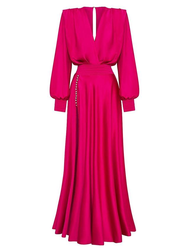 Womens Chrystallia Satin Long-Sleeve Gown Product Image