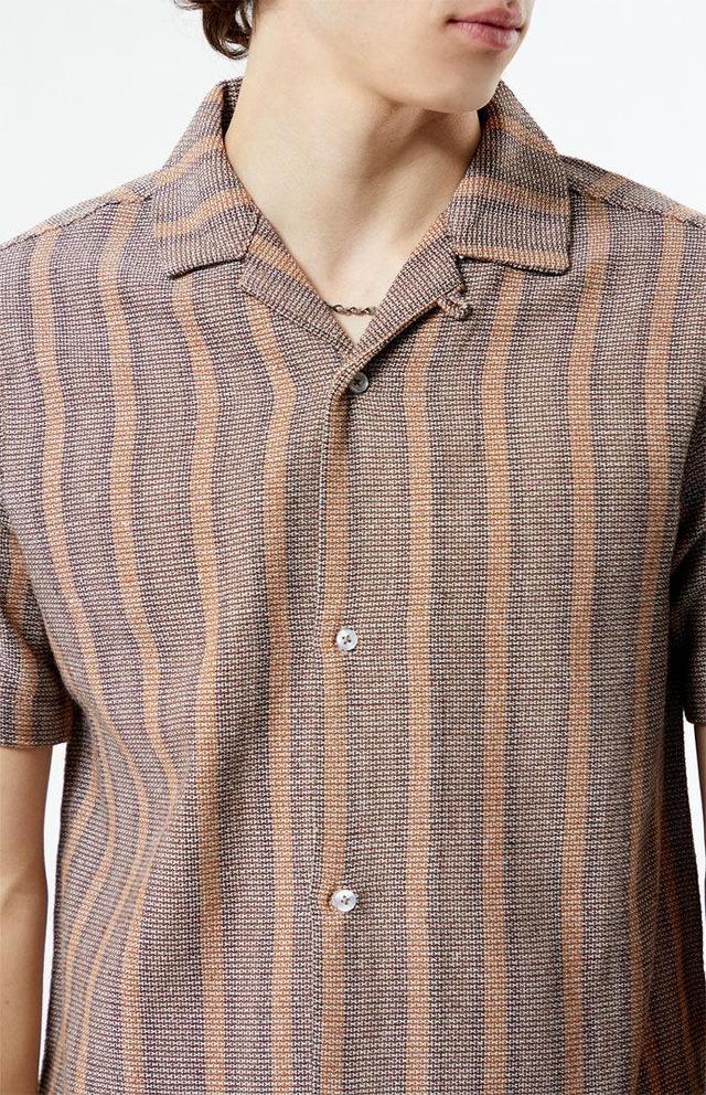 Men's Woven Striped Camp Shirt - Product Image