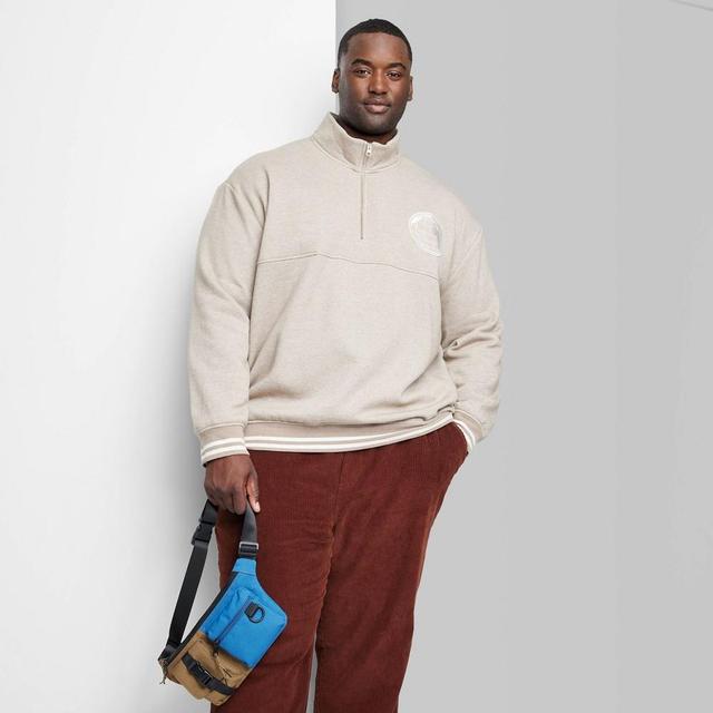 Mens Big & Tall Quarter Zip-Up Sweatshirt - Original Use Tan 4XL Product Image