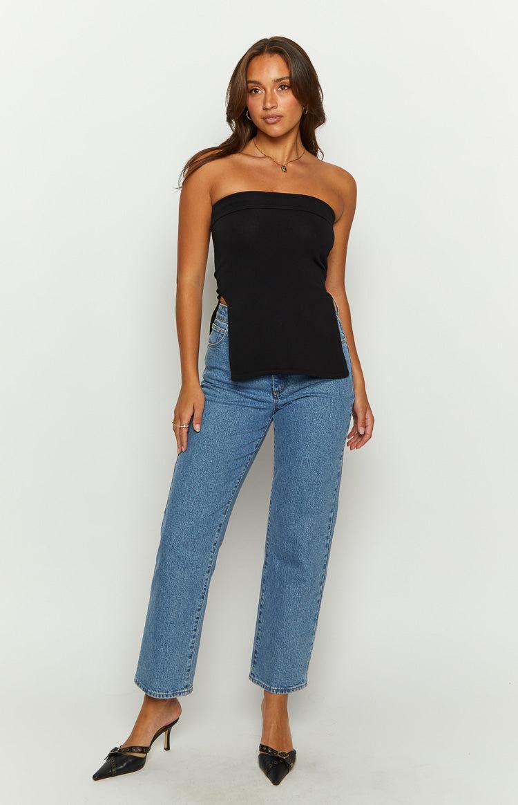 Mordani Black Knit Strapless Top Product Image