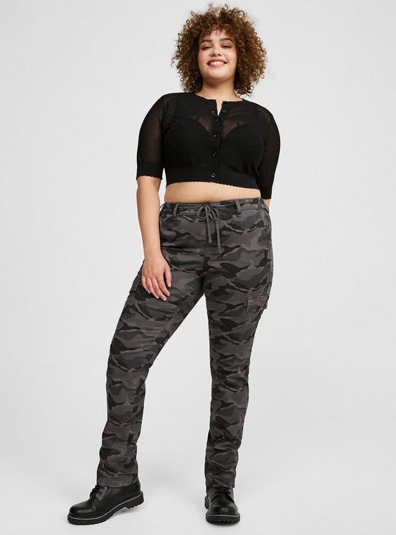 BOYFRIEND Pull-On Weekend Straight Stretch Twill Cargo Mid Rise Pant Product Image