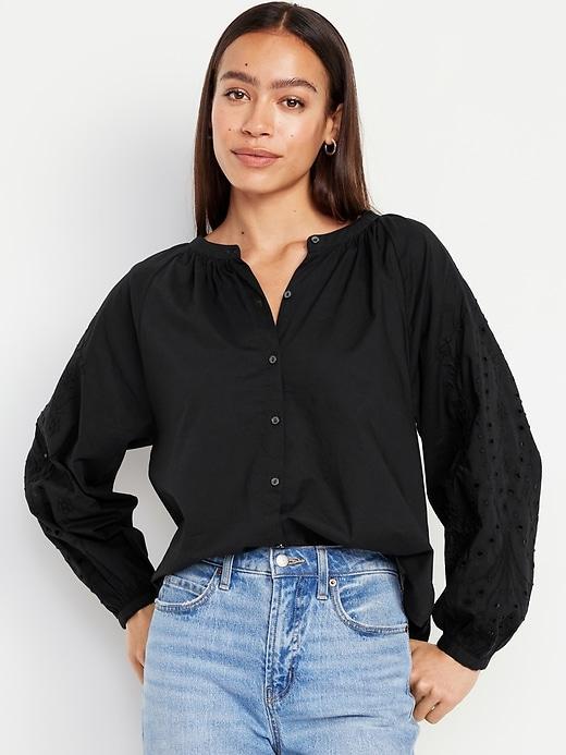 Split-Neck Button-Down Top product image