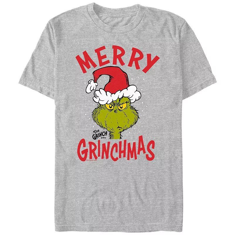 Big & Tall Dr. Seuss The Grinch Merry Christmas Graphic Tee, Mens Athletic Grey Product Image