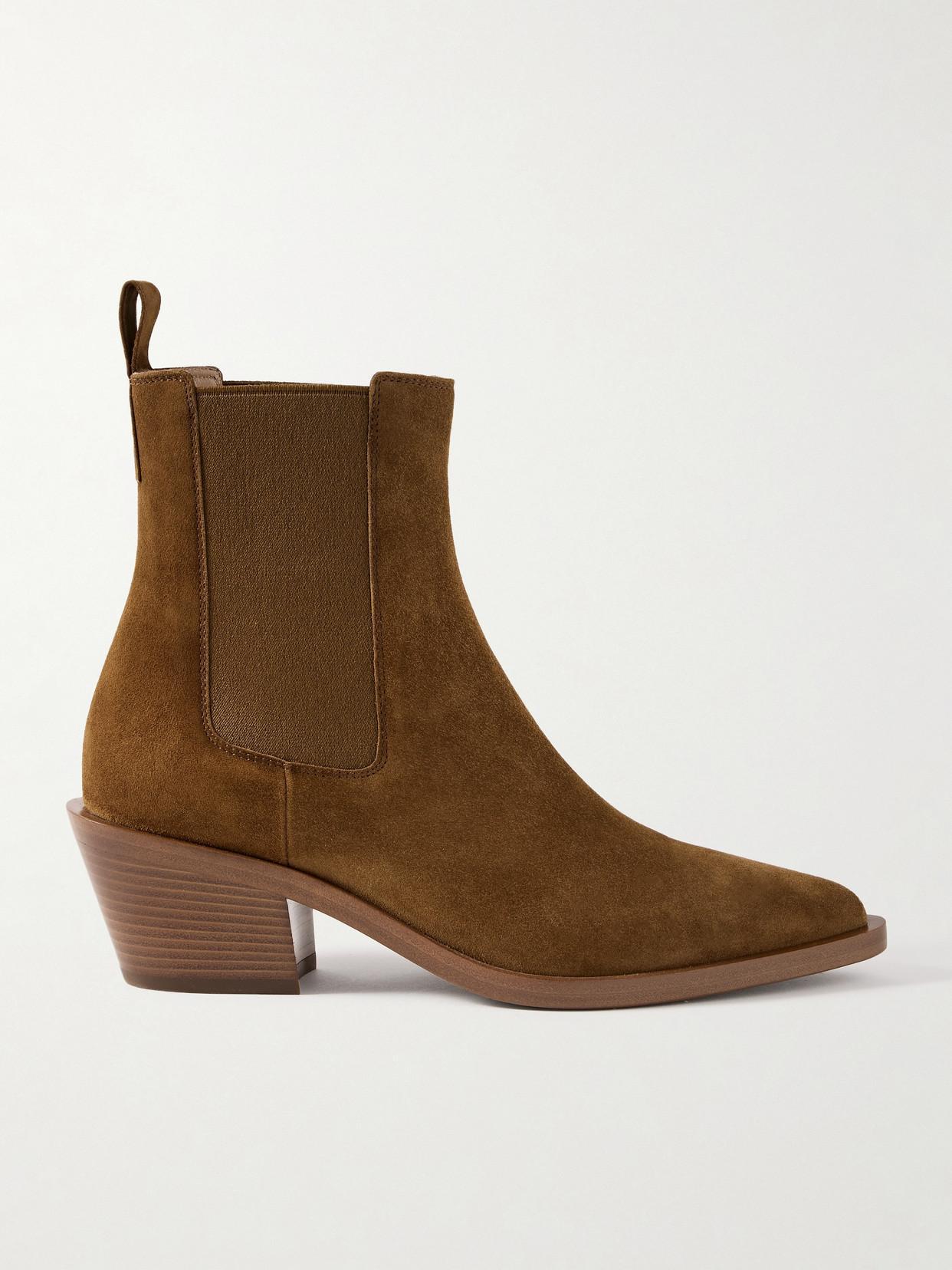 GIANVITO ROSSI Wylie 60 Suede Chelsea Boots In Brown Product Image