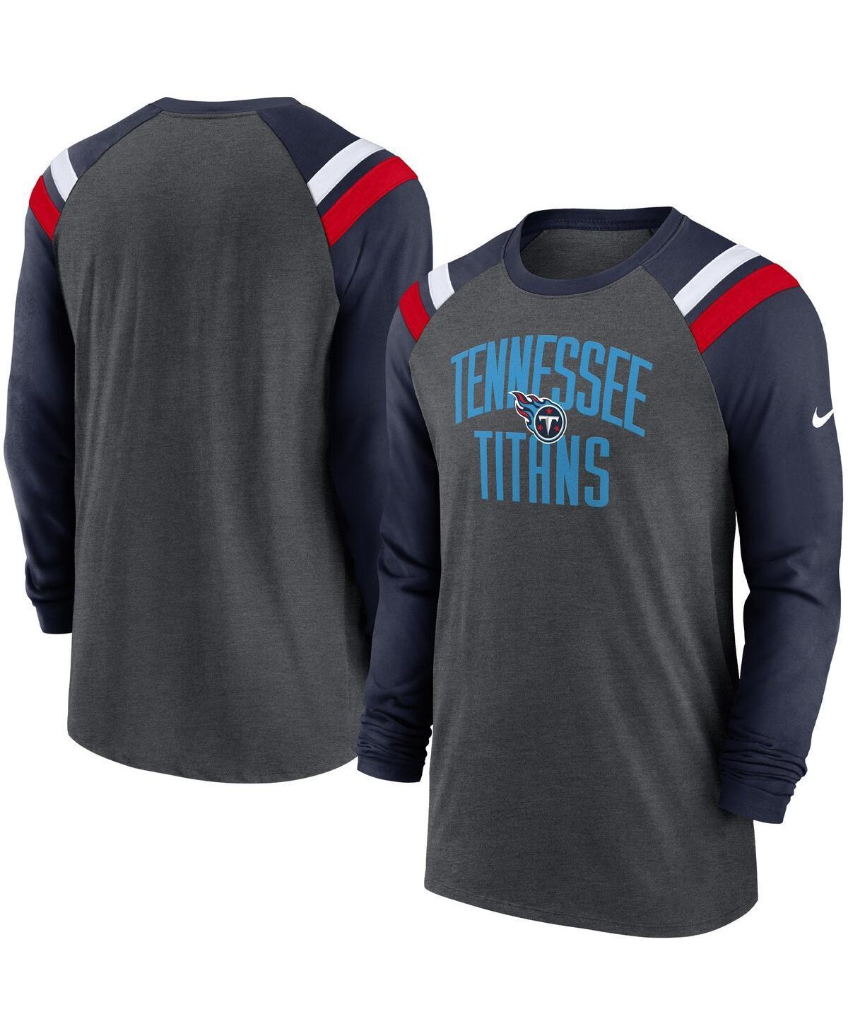 Mens Nike Heathered Charcoal/Red Atlanta Falcons Tri-Blend Raglan Athletic Long Sleeve Fashion T-Shirt Product Image