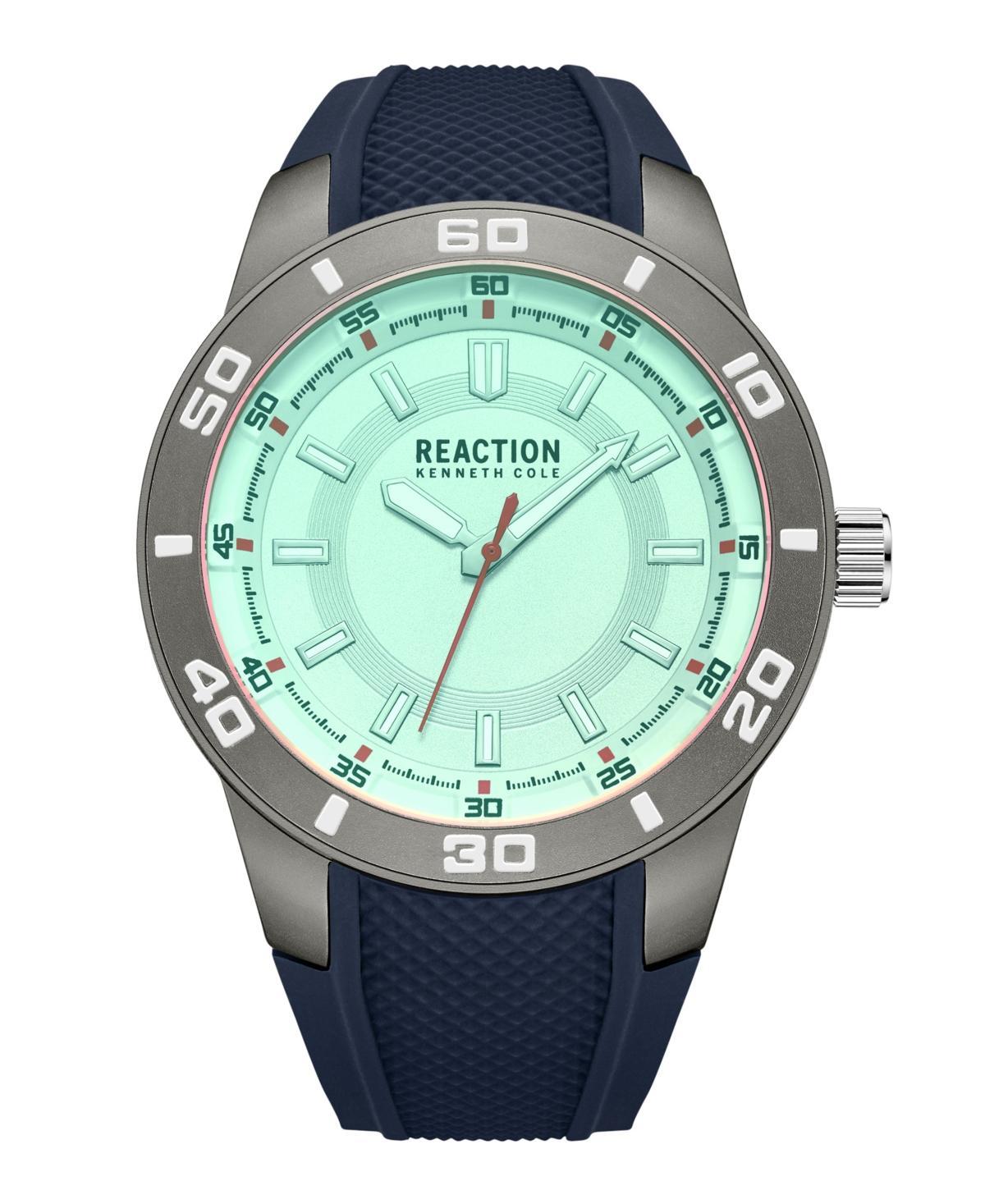 Kenneth Cole Reaction Mens Sporty Three Hand Blue Silicon Strap Watch, 49mm - Blue Product Image