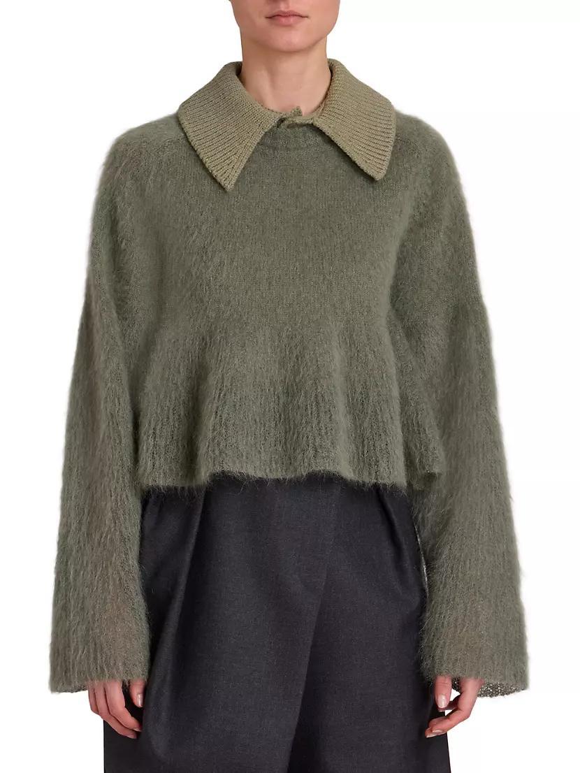 Mohair-Wool Blend Polo Sweater Product Image