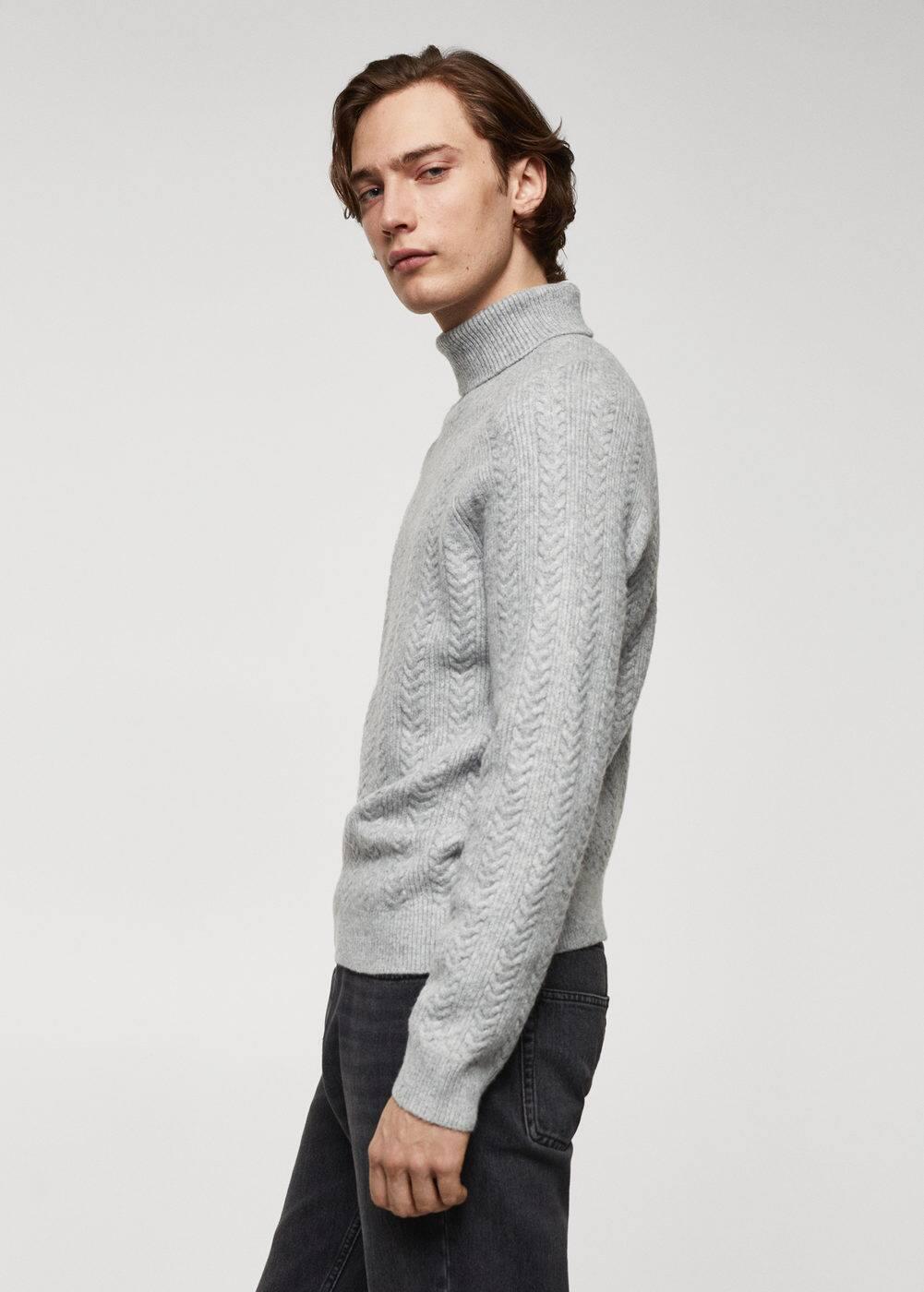 MANGO MAN - Twisted turtleneck sweater light heather greyMen Product Image