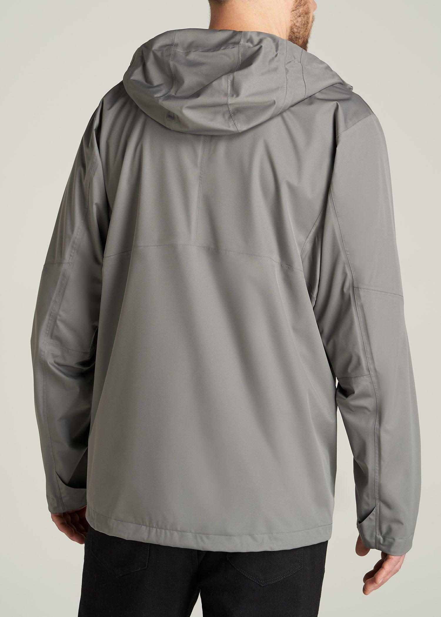 Men's Tall Hooded Rain Coat in Quarry Grey Male Product Image