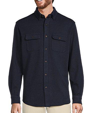 Roundtree  Yorke Long Sleeve Button Down Collar Solid Coat Front Shirt Product Image