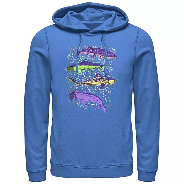 Mens Colorful Sharks And Doodles Graphic Hoodie Product Image