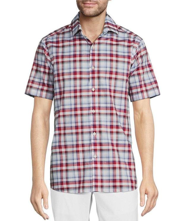 Hart Schaffner Marx Shoreline Collection Short Sleeves Spread Collar Roadmap Plaid Sport Shirt Product Image