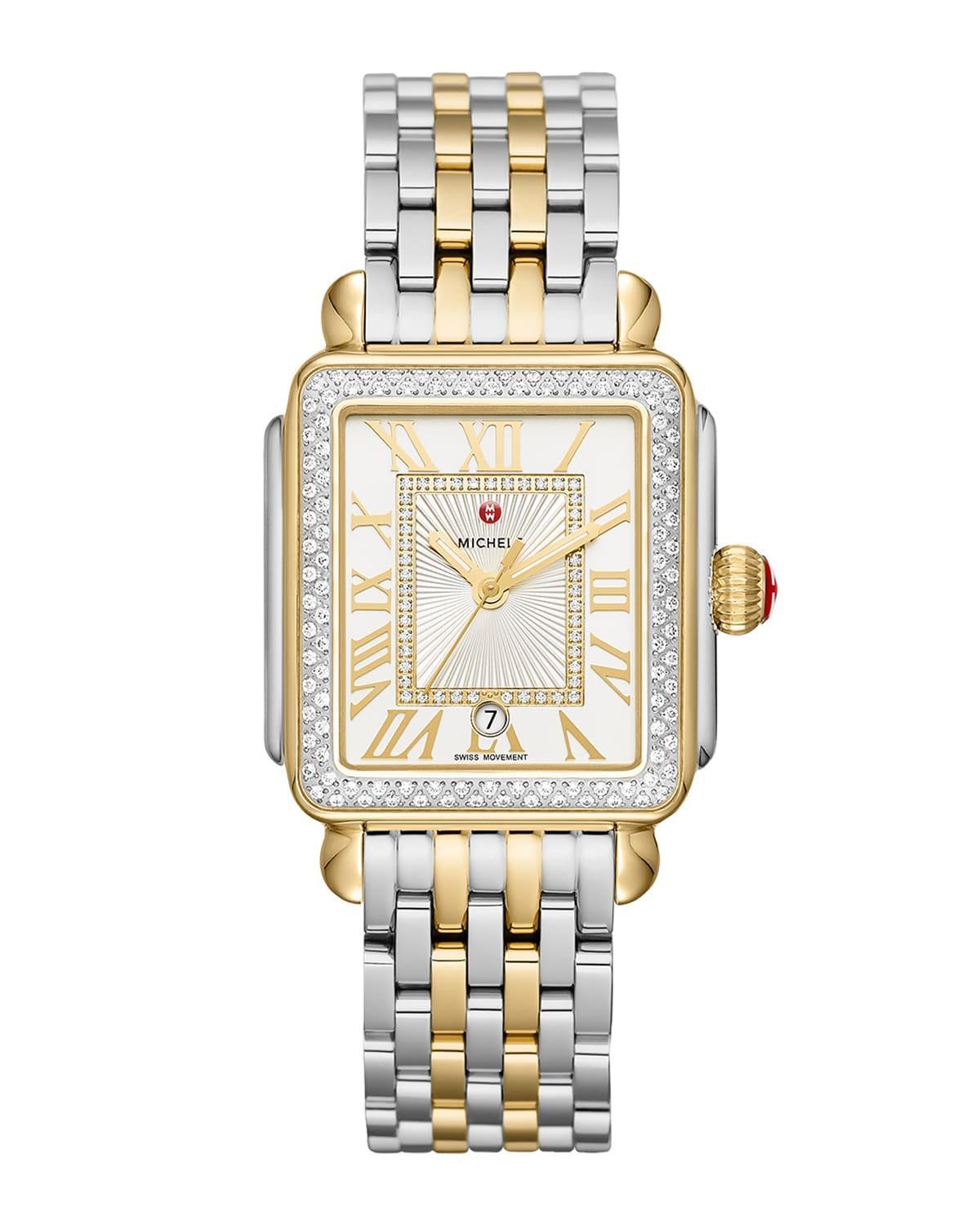 MICHELE Deco Madison Diamond Dial Two-Tone Bracelet Watch, 33mm Product Image