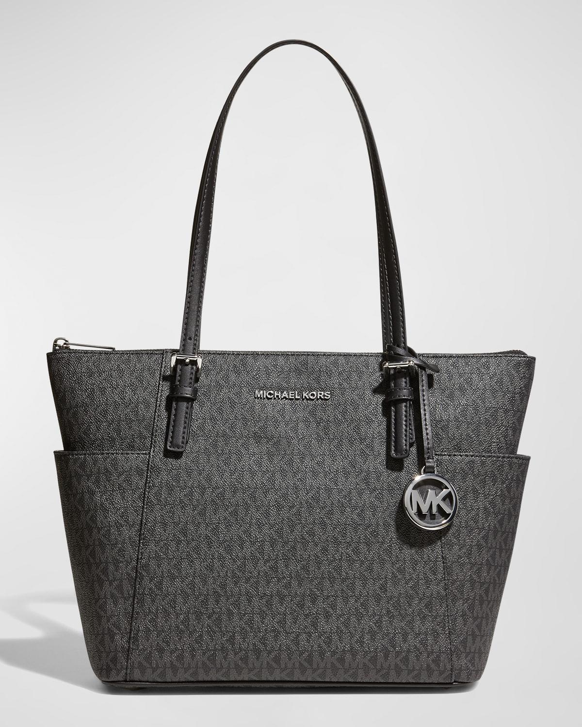 Michael Kors Signature Logo And Logo Charm Jet Set East West Tote Bag Product Image