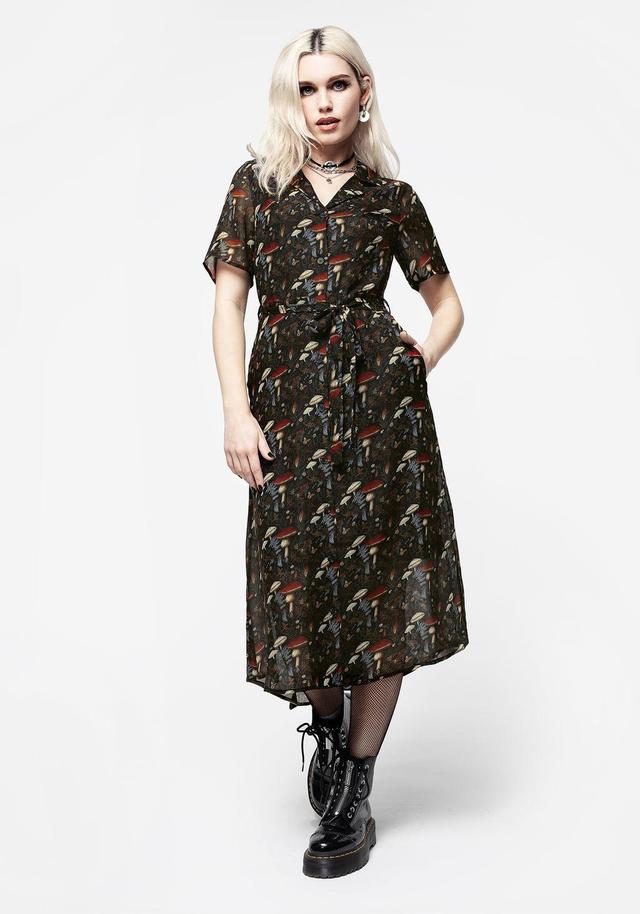 Amanita Chiffon Midi Shirt Dress Product Image