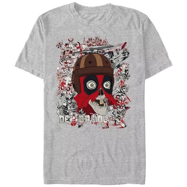 Mens Marvel Deadpool And Wolverine Headpool Action Poster Graphic Tee Athletic Grey Product Image