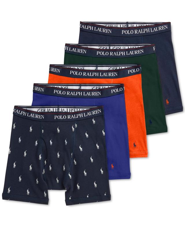 POLO RALPH LAUREN Men's 5-pk. Classic-fit Boxer Briefs In Green Orange Blue Assorted Product Image