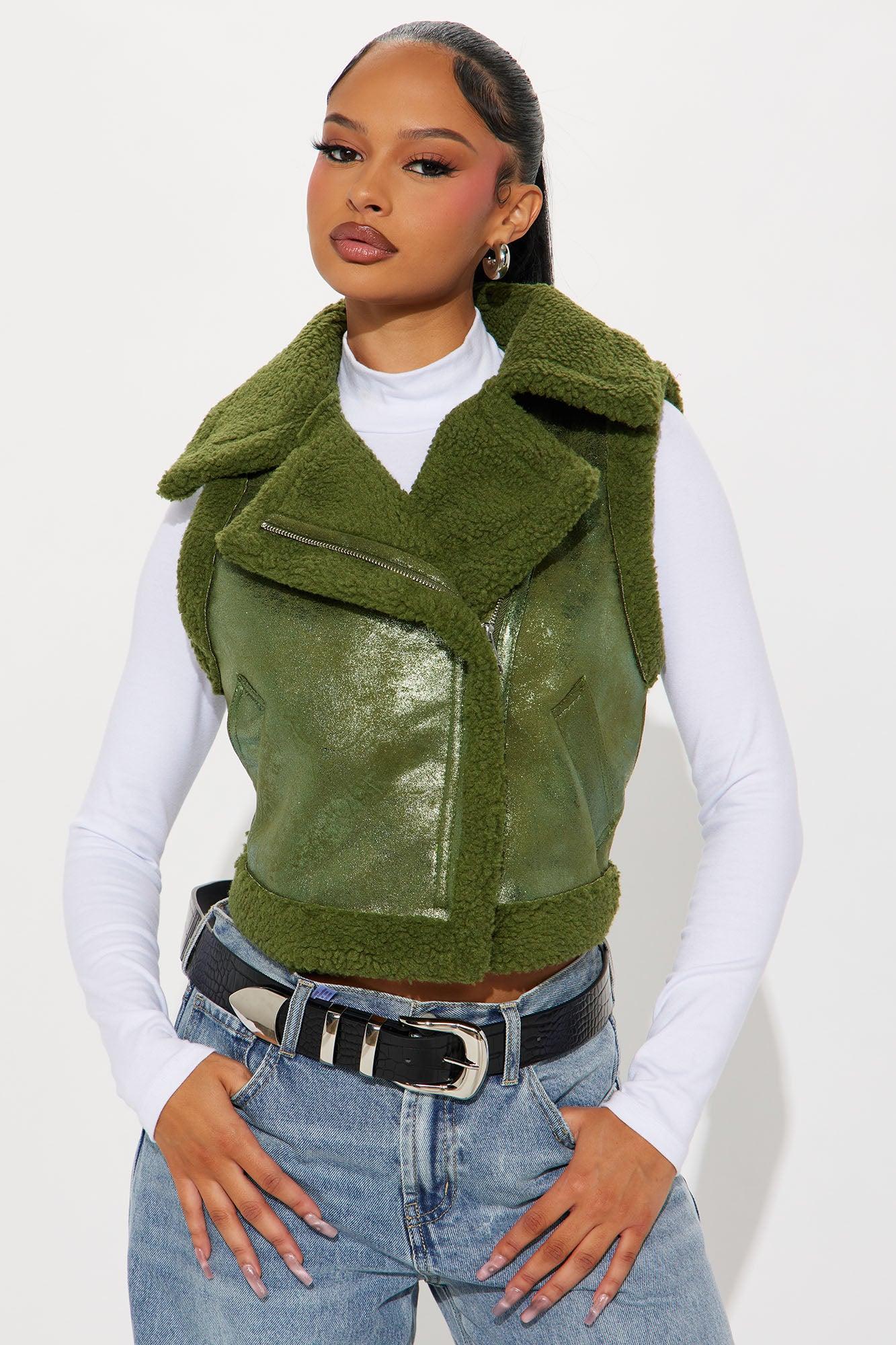 Nonsense Shearling Vest - Olive product image