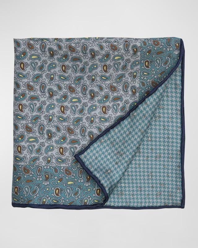 Men's Paisley-Print Reversible Silk Pocket Square Product Image