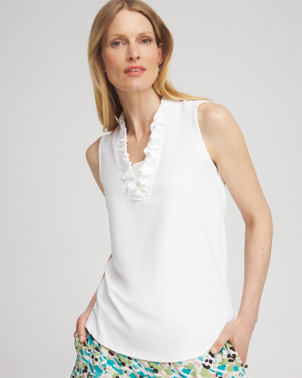 Women's UPF Sun Protection V-Neck Ruffle Tank Top Product Image