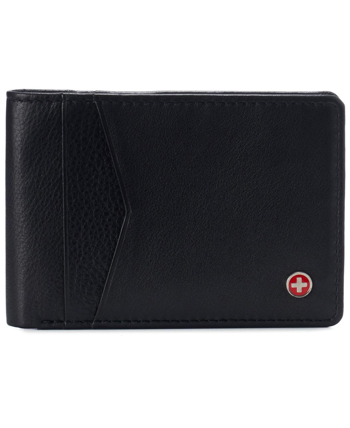 Alpine Swiss Mens Slimfold Wallet Rfid Safe Bifold Genuine Leather Id Window Product Image