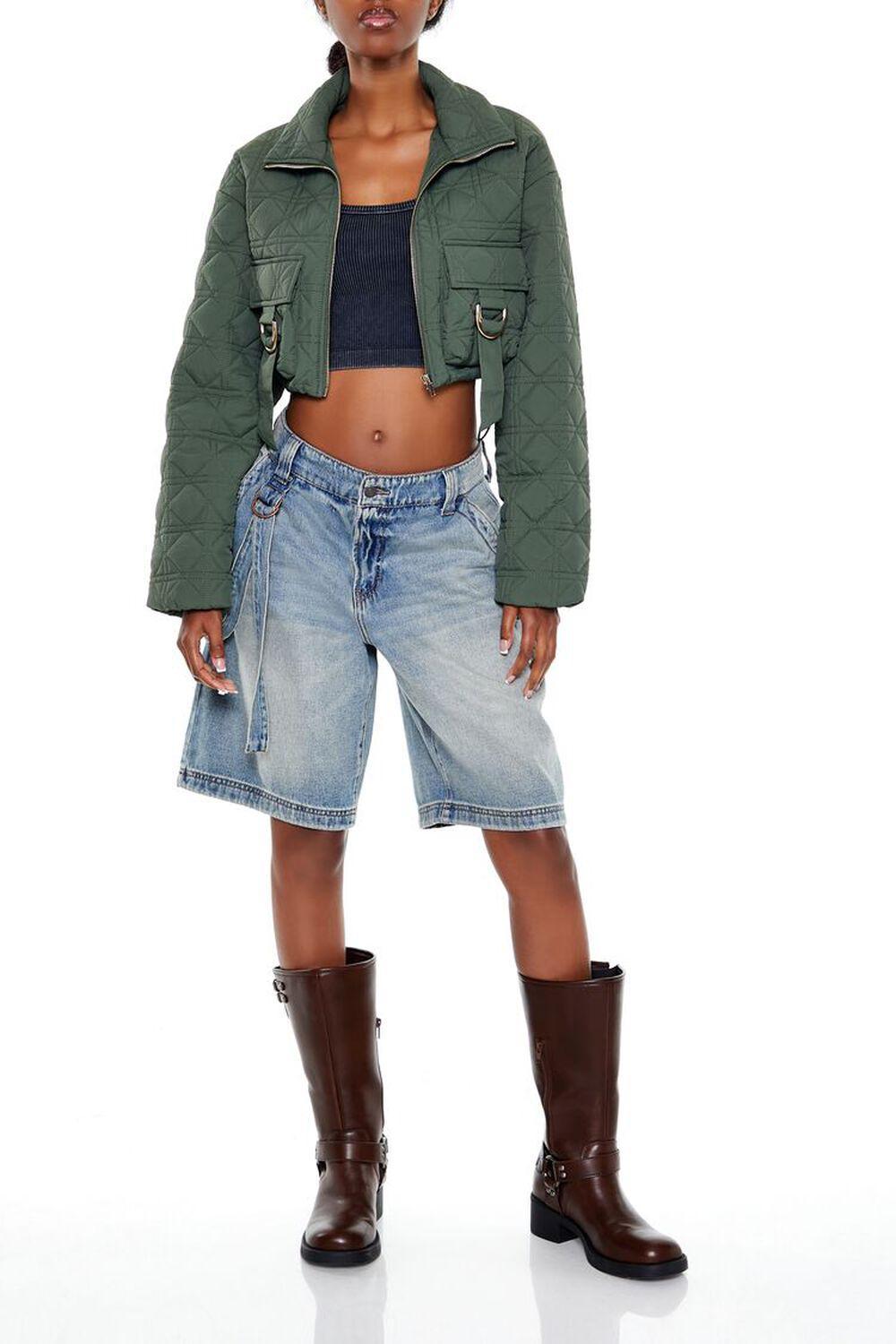 Quilted Cropped Bomber Jacket | Forever 21 Product Image