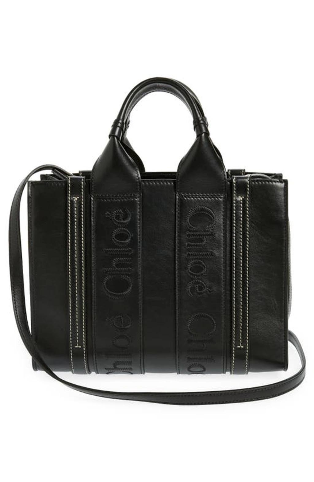 CHLOÉ Small Woody Leather Tote In Black Product Image