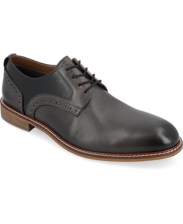 Thomas & Vine Men's Clayton Plain Toe Brogue Derby Shoes Black Product Image