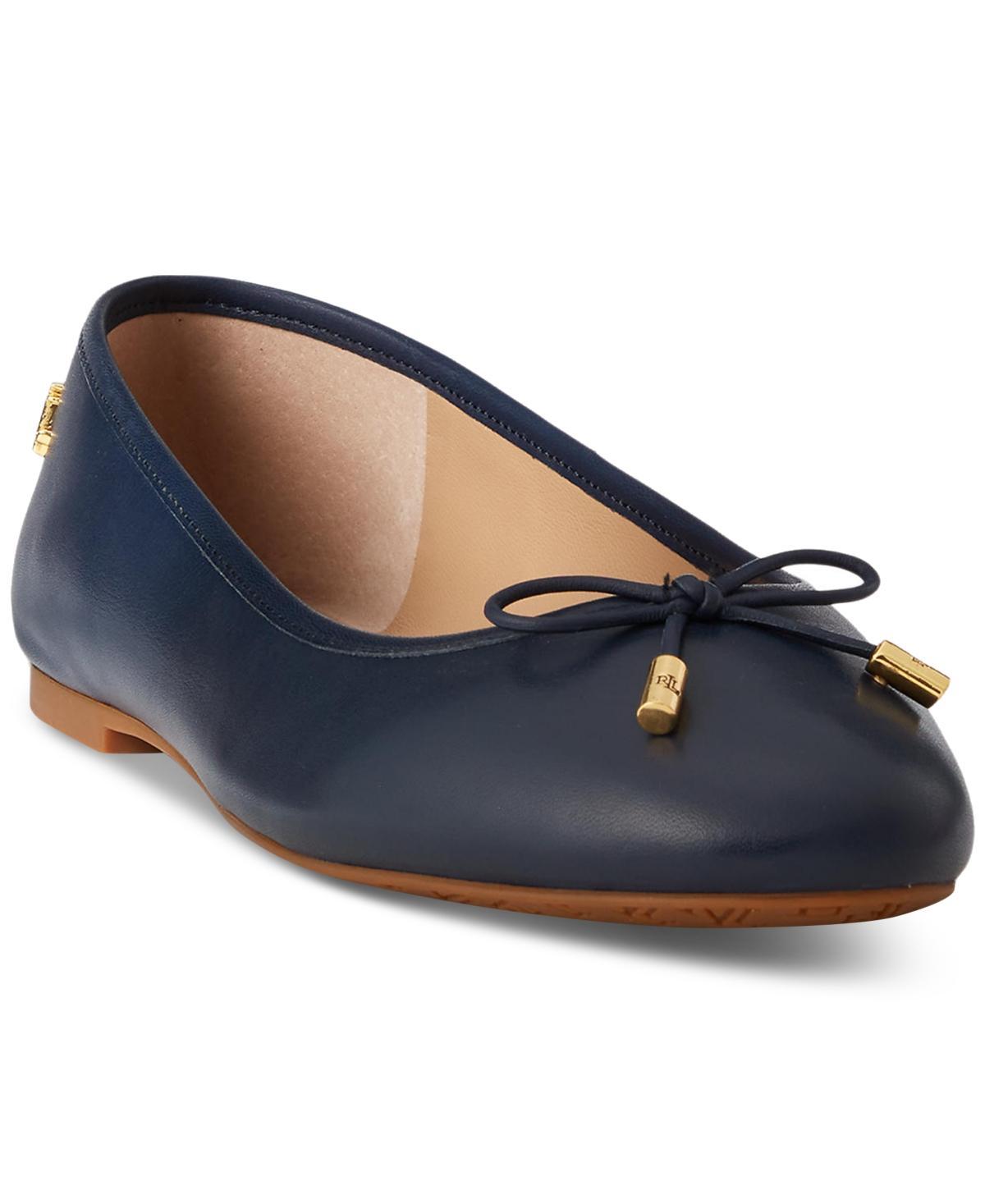 Lauren Ralph Lauren Jayna Bow Detail Leather Ballet Flats Product Image